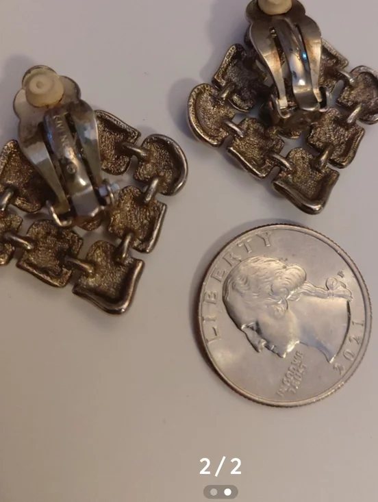 Givenchy Metallic Gunmetal Mosaic Clip-On Earrings - Picture 2 of 3